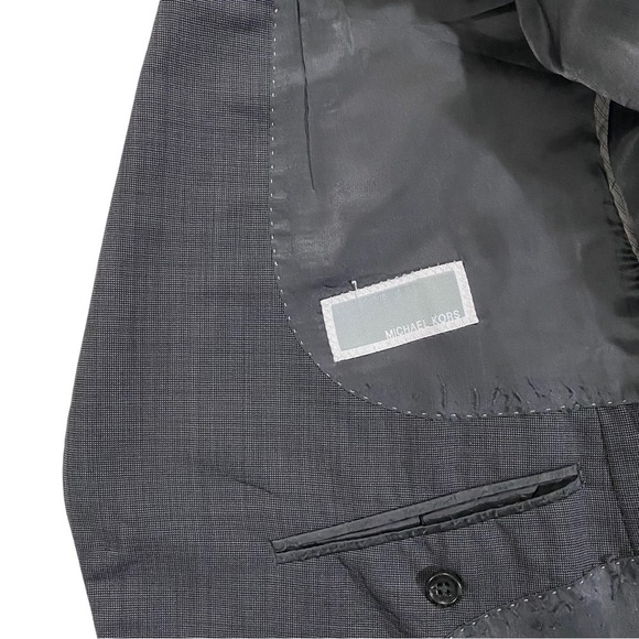 Michael Kors Men Grey 3-Button 100% Wool Suit Jacket Sz 44R Crosshatch Lined - Picture 5 of 13